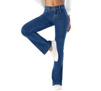 LaiEr Jeans de Yoga pour Femmes à Haute Élasticité,Sweatpants Skinny avec Élastique pour Relever Les Fesses et Fermeture Éclair,Pantalons Slightly Bootcut Doux,Combinaison Mode et Casual.(MidBlueS)