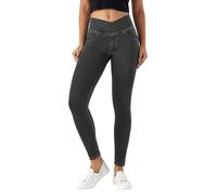 LaiEr Jeans Skinny V Crossover pour Femmes Taille Haute Pull on contrôle du Ventre,Leggings de Fitness décontractés.Tissu Souple et très élastique avec Poches latérales Pantalon de Yoga(Gris Foncé,L)