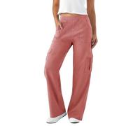 LaiEr Pantalons de Marche pour Femmes Straight Droits Denim Casual Work Jeans Pantalons de randonnée Outdoor Streetwear Femmes Streetwear Convient pour Randonnée Décontractée en Extérie.(Rose,XL)