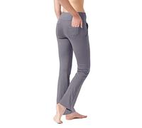 LaiEr Pantalons de Yoga pour Femmes, Pantalons de Fitness, Pantalons Décontractés à la Maison à Quatre Poches, Leggings Élastiques Taille Haute, Pantalons de Travail, Pantalons Évasés,Gris Clair,S