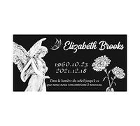 LAIFU Pierre Tombale Personnalisé Pierre commémorative Humaine, Pierre tombale cimetiere en Granit Noir, Pierre tombale Humaine avec Photo, Personnalisable (30 x 15cm)