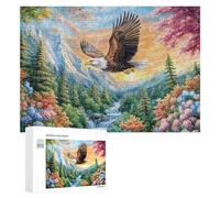 L'aigle Chauve et la Cascade au crépuscule Puzzle 300 Pièces pour Adultes Jeu De Détente Endurance Mentale Cadeau pour Longues Soirées 300 PCS