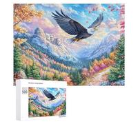 L'aigle Chauve sur la rivière au Coucher du Soleil Puzzle 500 Pièces pour Adultes Jeu De Détente Endurance Mentale Cadeau pour Longues Soirées 500 PCS