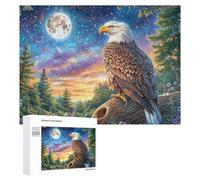 L'aigle Chauve Volant au-Dessus de la Cascade Puzzle 500 Pièces pour Adultes Jeu De Détente Endurance Mentale Cadeau pour Longues Soirées 500 PCS