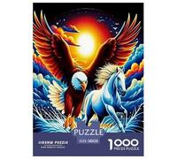 L'aigle Frappe Le Ciel Puzzle 1000 Pièces Cadeau Unique Oiseaux de Proie Jeu Éducatif Défi Jouet À De Qualité Supérieure Peinture Art pour Adultes Et Enfants À Partir De 14 Ans 38x26cm/1000pcs