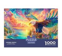 L'aigle perchée près du Village côtier au Coucher du Soleil Puzzle De 1000 Pièces Eagle Jouet Éducatif pour Enfants De 12 Ans Et Plus Et Adultes 70x50cm/1000pcs