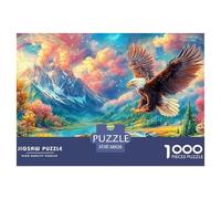 L'aigle Vole près de l'arc-en-Ciel, Les Lapins dans Un Paysage Vivant Puzzle De 1000 Pièces Eagle Cadeau d'anniversaire Parfait pour Enfants Et Adultes 38x26cm/1000pcs