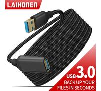 Laihonen Nylon Tressé Usb 3.0 Mâle À Femelle Câble De Transmission De Données À Grande Vitesse Ordinateur Caméra Imprimante Câble D'Extension Xbox.1Pc Black.0,5 M
