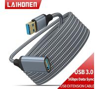 Laihonen Nylon Tressé Usb 3.0 Mâle À Femelle Câble De Transmission De Données À Grande Vitesse Ordinateur Caméra Imprimante Câble D'Extension Xbox.1Pc Grey.0,5 M