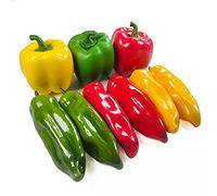 Laiiqi 9 Pcs Artificielle Poivron Faux Piment Réaliste Faux Légume Poivre Coloré pour La Maison Cuisine Décoration Accessoires Artificielle Mélange De Poivre Ensemble