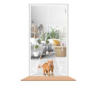 LAIJIANG Porte Moustiquaire, Résistante Avec Aimants 4cm Plus Larges, Auto-Fermante, Empêche Les Insectes, Air Frais, Adaptée Aux Enfants & Animaux(White T,85x210cm)