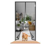 LAIJIANG Porte Moustiquaire, Résistante Avec Aimants 4cm Plus Larges, Auto-Fermante, Empêche Les Insectes, Air Frais, Adaptée Aux Enfants & Animaux(Black T,90x215cm)