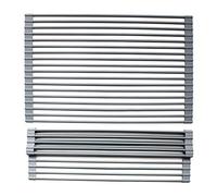 LAIKAIEU Egouttoir Grille Séchage, Support D'évier De Cuisine Pliable, sans BPA, Étagère De Vidange en Silicone Souple, Égouttoir À Vaisselle Enroulable, pour Légumes Fruits (Gris Clair)