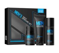 LAIKOU Coffret Cadeau Homme Soin du Visage, 3 pièces Produit Soin Visage Homme, avce Nettoyant Toner Crème Hydratante, Idée Cadeau Papa Adolescents Jeune Étudiant