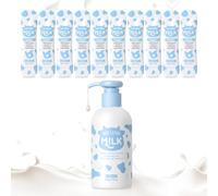 LAIKOU Lait Corporel Hydratant 200 ml + 10 x 3 g Crèmes Mains - Enrichi en Beurre de Karité, Vitamine E, Acide Hyaluronique et Alpha-Arbutine, pour Soin Nourrissant, Lissant et Apaisant