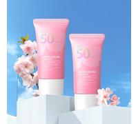 LAIKOU Sakura Crème Solaire Corps et Visage, Hydratant Crème Solaire Visage SPF 50, Protection UVA/UVB, Non Gras, Rafraîchissant - Sun Secure Fluide pour Tous Types De Peaux