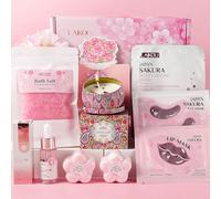 LAIKOU Sakura SPA Coffret Cadeau Femme Relaxation 8 pièces | Coffrets de Bain et de Soins, avec Sérum Masque Hydra Bougie Parfumées Bombes Douche Sel de Bain, pour Sœur Mère Collègue Ami