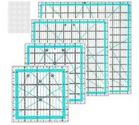 Laikoutd 4Pcs Clear Acrylic Quilting Ruler Set with Measurement Markings for Fabric Cutting Sewing Dressmaking Projects Patchwork Ruler Set