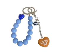 Laikoutd Chaîne de téléphone coréenne faite à la main pour téléphone portable, perles de couleur bonbon, pendentif en forme de cœur, porte-clés, décorations