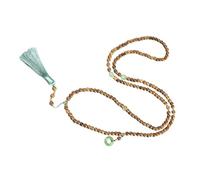 Laikoutd Collier de perles de bois fabriqué à la main, détails en verre, léger, confortable, Yoga, usage quotidien, chaîne de cou à franges en bois