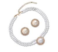 Laikoutd Collier De Perles D'imitation Polyvalent Boucles 'oreilles Paire Couches Look Plusieurs Tenues Ensemble 'accessoires Perles Pour Tous Les Événements