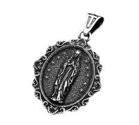 Laikoutd Collier en acier inoxydable robuste avec pendentif ovale en forme de cœur de Jésus pour homme et femme cherche une connexion spirituelle au quotidien