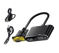 Laikoutd Convertisseur VGA numérique et analogique Rapide avec résolution 2K pour Le visionnage de Bureau et de Divertissement Adaptateur VGA alimenté par USB