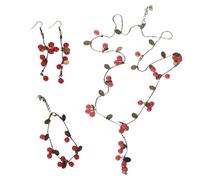 Laikoutd Ensemble De Bijoux Cerises Collier Et Boucles D'oreilles Faits À La Main Accessoires Fête Festival Élégants Pour Les Créateurs Tendances Ensemble Bijoux Bohème