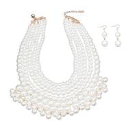 Laikoutd Ensemble élégant collier et boucles d'oreilles pour femme avec fausses perles et boucles d'oreilles pendantes pour fête quotidienne