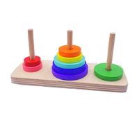 Laikoutd Jouets pour Oiseaux De Puzzle Entraînement sur Table Ensemble D'anneaux Couleur Arc-en-Ciel Empilables Jouet À Mâcher en Bois pour Perroquets Et Moyenne Taille