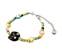 Laikoutd Mignon Dessin Animé Chat Bracelets Couleur Bonbon Verre Animal Perlé d'anniversaire Filles Bijoux Faits À La Main Bijoux De Charme