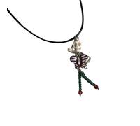 Laikoutd Mode Skeletone Papillon Résine Perle Collier Et Sangle De Téléphone Unique Crâne Pendentif Collier Ras Du Cou Femmes Bijoux Papillon Crâne Téléphone Charme