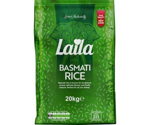 Laila Basmati Riz Basmati 20 kg - Riz basmati de qualité supérieure du Pakistan, aromatique et facile à digérer, idéal pour toutes les occasions, sans gluten, accompagnement parfait pour vos plats
