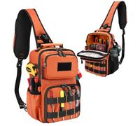LAIMEIWEE Sac à outils tactique pour électricien et HVAC avec ceinture à 3 points, 15 compartiments en Oxford 1680D, sangle MOLLE, étanche, pour artisans, techniciens et bricoleurs (orange)