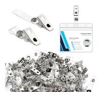 Lainballow Lot de 200 clips en métal avec sangles en PVC transparent, double trou pour badges, cartes d'identité, porte-badges, porte étiquette, badges de travail