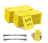 Lainballow Lot de 200 étiquettes d'expédition en plastique avec fil, 11,4 x 6,3 cm, étiquettes d'étiquetage en plastique, étiquettes à suspendre avec trous métalliques renforcés pour bagages, garage