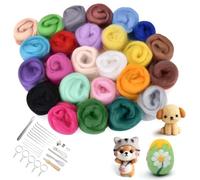 Laine à Feutrer 25 Couleurs Laine Feutrée 2g Chaque Couleur Kit DIY Complet