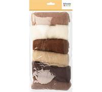 Laine cardée à feutrer - 6 coloris - Beige/Brun - 120 g