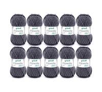Laine à feutrer Gründl uni (Laine à feutrer, à Tricoter et à Crocheter, Fil 100% Pure Laine Vierge, 50 g / 50 m, Taille d'aiguille : 8-9, 10 x 50 g), Anthracite