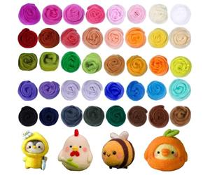 Laine à Feutrer Set 40 Couleurs, Set Feutre Naturel 120g Débutant Cardée, Feutrage en Grande Quantité Merinos Pure Fibre à Conte de Fées Kit pour Enfants Tricot Bricolage DIY