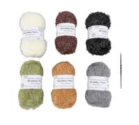 Laine à récurer pailletée, torchons à crochet, sac à poupée tricoté à la main, couleur terre, 6 rouleaux de fil de coton, matériau en acier inoxydable