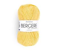 BERGÈRE DE FRANCE - Pelote de laine BARISIENNE (50g) - Made in France - Fil à tricoter 100% Acrylique Certifié Oeko-Tex - Aiguille ou crochet 4mm - Jaune (BEURRE)