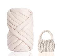 Laine Chunky de Coton pour Tricot à la Main 500g/25m - Fil XXL Épais 2 cm avec Rembourrage pour Débutants, Crochet & Arm Knitting, Couvertures, Coussins, Sacs, DIY Animaux Nids (Beige)