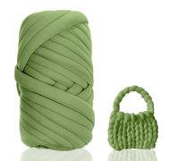 Laine Chunky de Coton pour Tricot à la Main 500g/25m - Fil XXL Épais 2 cm avec Rembourrage pour Débutants, Crochet & Arm Knitting, Couvertures, Coussins, Sacs, DIY Animaux Nids (Vert)