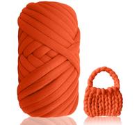Laine Chunky de Coton pour Tricot à la Main 500g/25m - Fil XXL Épais 2 cm avec Rembourrage pour Débutants, Crochet & Arm Knitting, Couvertures, Coussins, Sacs, DIY Animaux Nids (Orange)