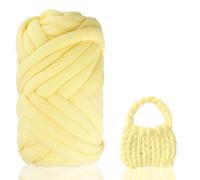 Laine Chunky de Coton pour Tricot à la Main 500g/25m - Fil XXL Épais 2 cm avec Rembourrage pour Débutants, Crochet & Arm Knitting, Couvertures, Coussins, Sacs, DIY Animaux Nids (Jaune Vif)