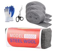 Laine D'acier, 3 Rouleaux 100g 00000 Laine D'acier, Polissage de Fil D'acier de Laine, Nettoyage de Stores en Plastique, pour L'Entretien et La Finition du Bois, du Verre, Jardins