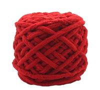 Laine Épaisse Crochet Fil Chenille En Polyester Végétalien, 500G, Gros Jumbo, Matériaux De Tricot For Tricoter Des Écharpes Et Couvertures(24 Two Red)