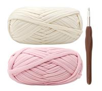 Laine épaisse pour crochet - 2 x 100 g de fil rose avec crochet de 6 mm - Parfait pour les débutants
