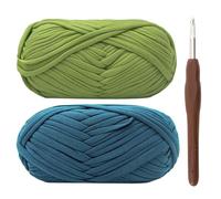 Laine épaisse sauge pour crochet - 2 x 100 g de fil épais avec crochet de 6 mm - Tissu élastique adapté aux débutants